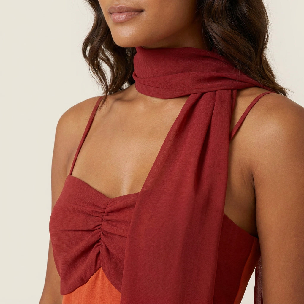 Vestido Midi de Bustier con Stola para Mujer