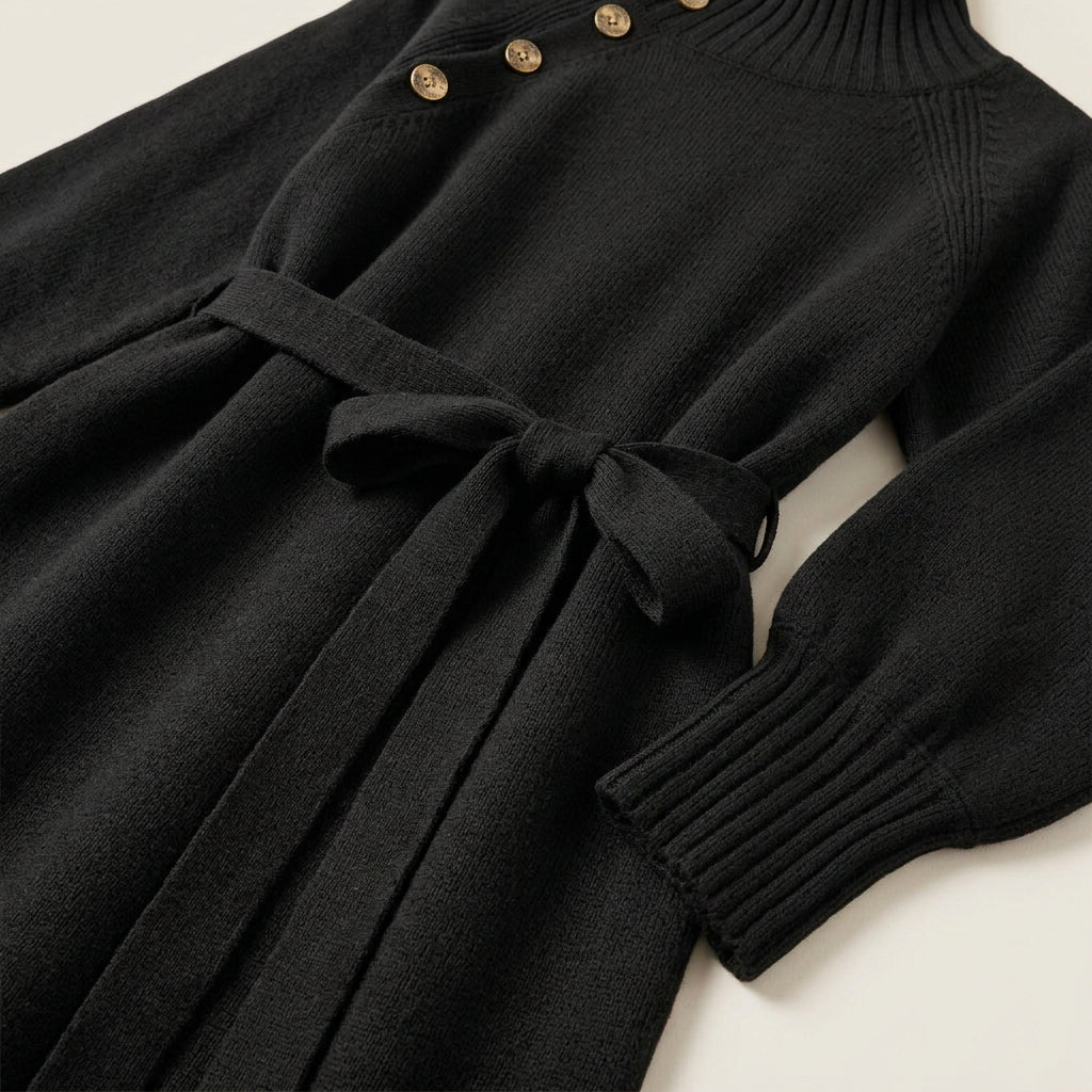 Vestido Midi de Punto con Cinturón para Mujer
