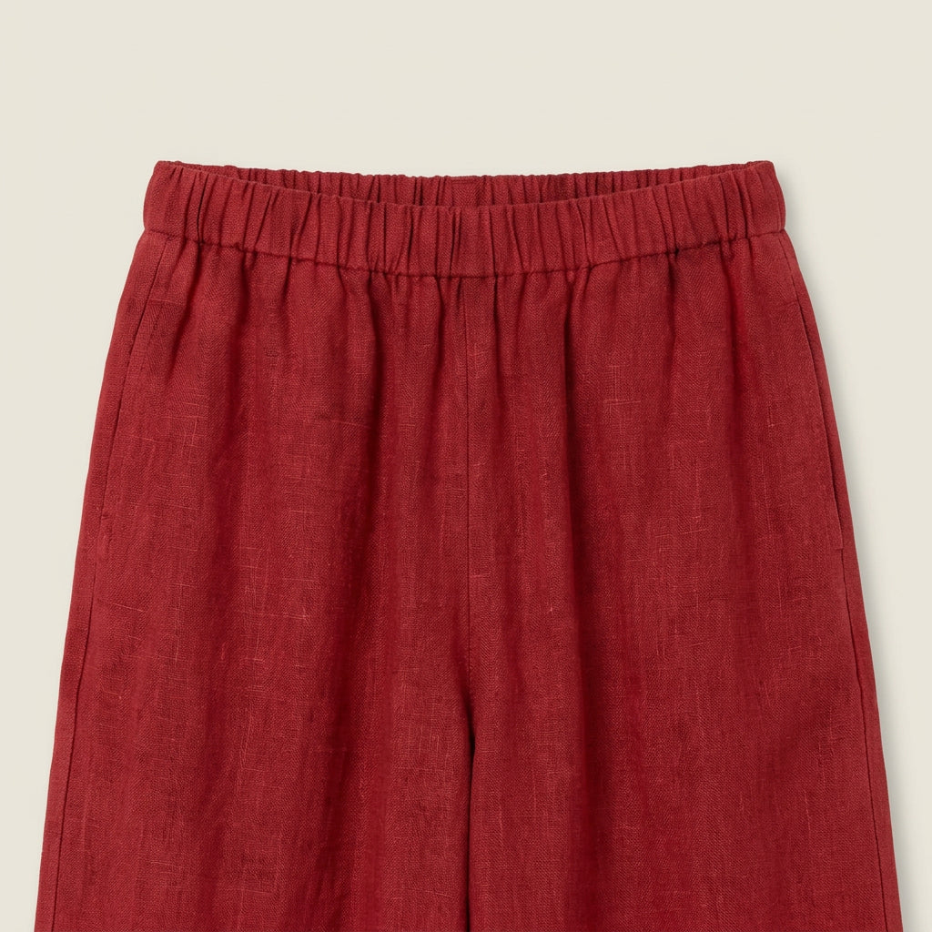 Conjunto de Lino con Blusa Asimétrica y Pantalón Ancho para Mujer