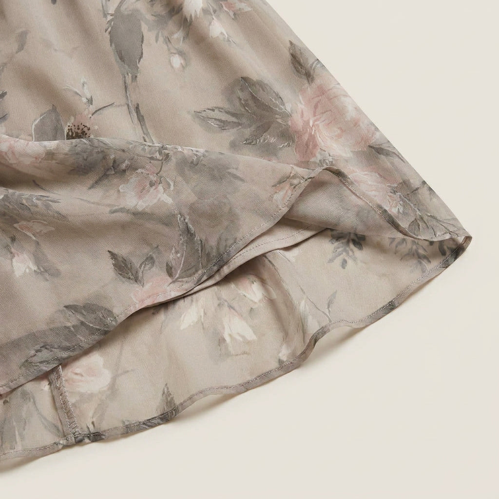Vestido Cruzado Estampado Floral Bajo Asimétrico para Mujer