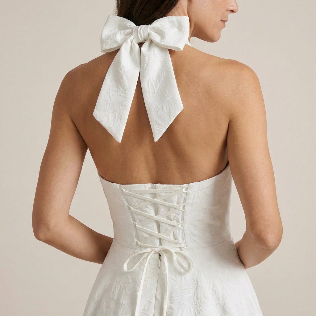 Vestido Fiesta Escote Halter Falda Vuelo para Mujer