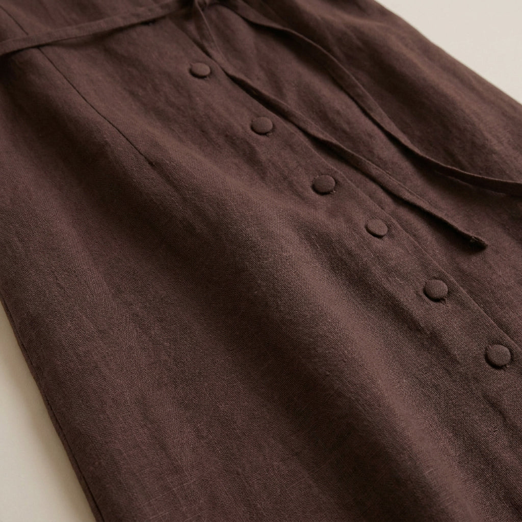 Vestido Midi sin Mangas con Botones y Cinturón para Mujer