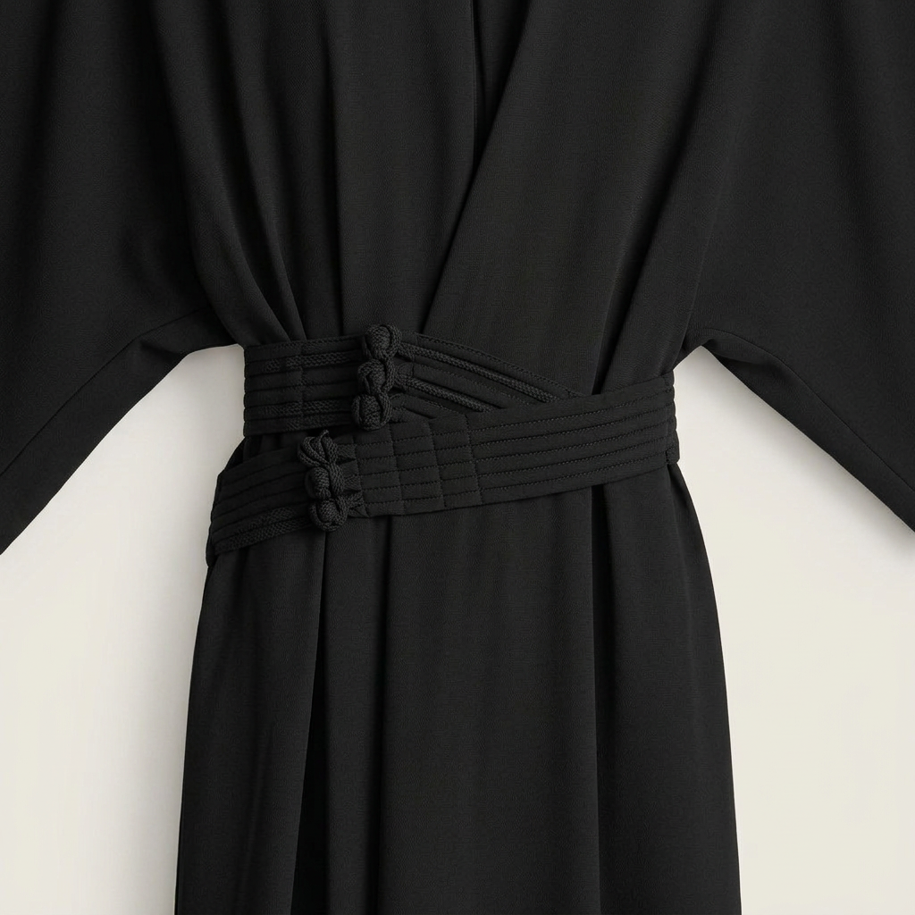 Vestido Maxi Kimono Cinturón Obi Manga Ancha para Mujer