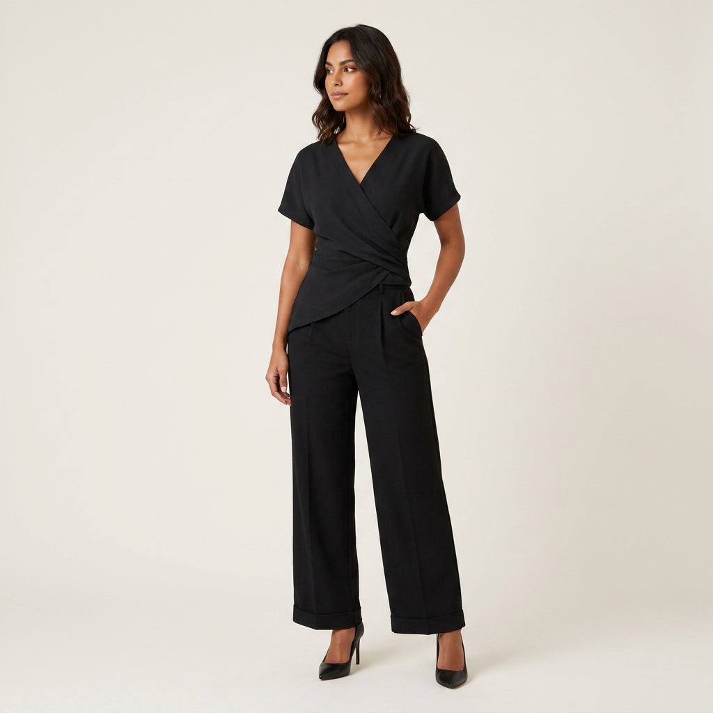 Conjunto Blusa Cruzada y Pantalón para Mujer