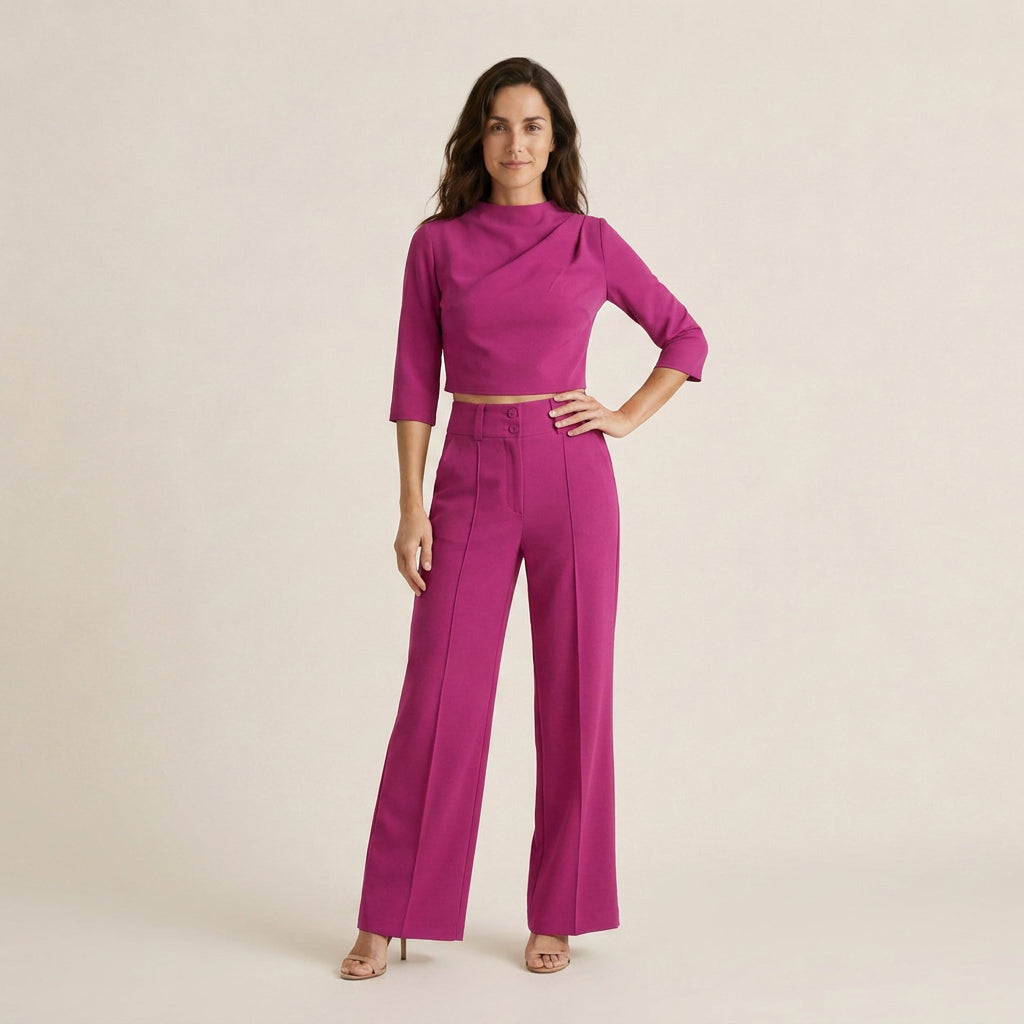 Conjunto Top Corto y Pantalón Ancho para Mujer