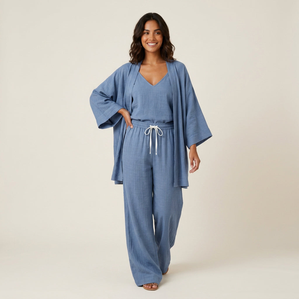Conjunto Kimono, Top y Pantalón para Mujer
