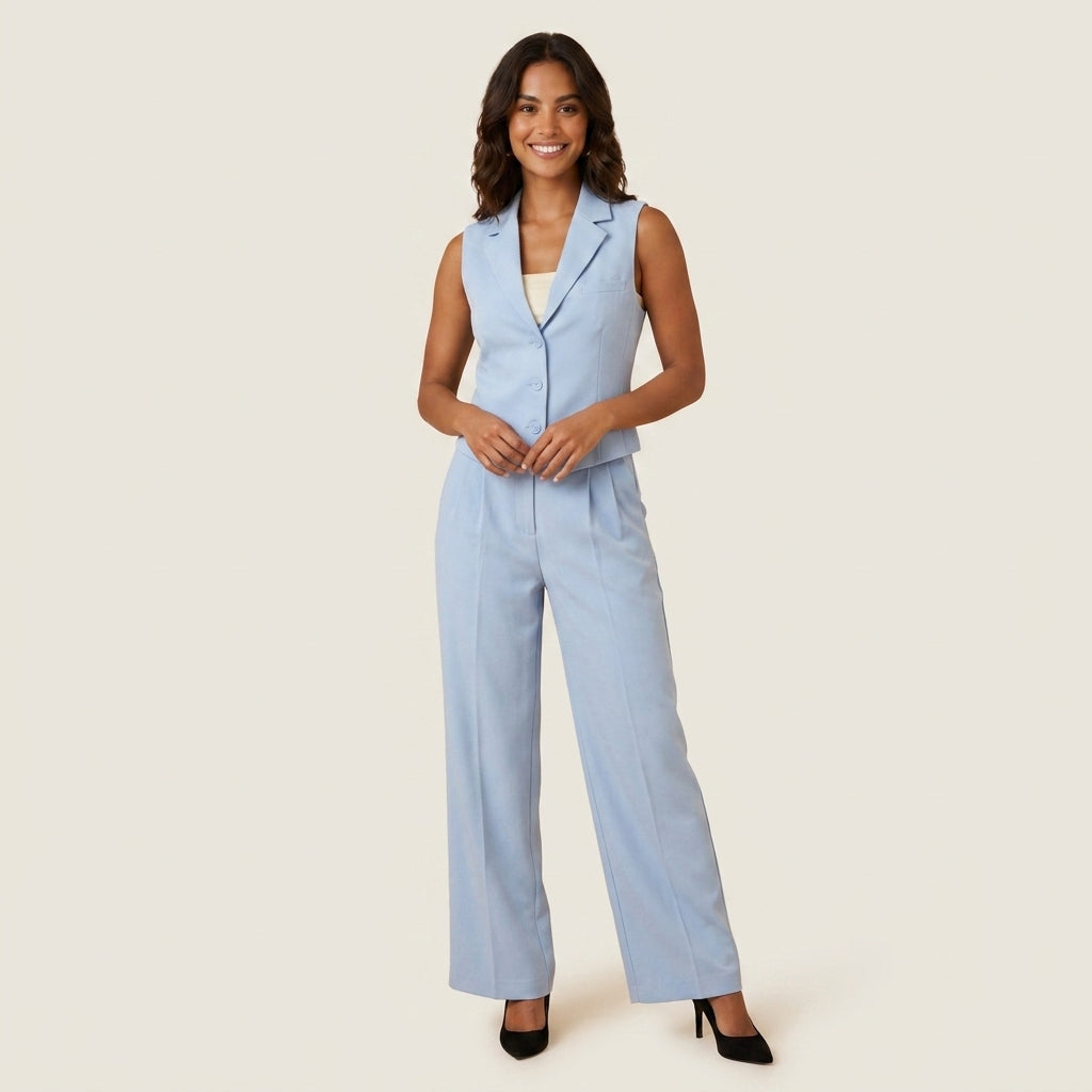 Conjunto de Chaleco y Pantalón Ancho para Mujer