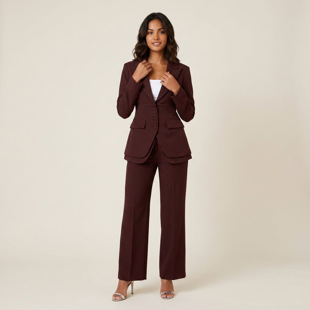 Conjunto de Americana Entallada y Pantalón de Vestir para Mujer