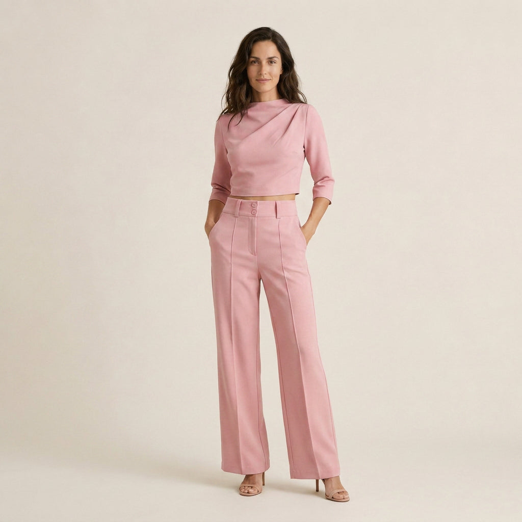 Conjunto Top Corto y Pantalón Ancho para Mujer