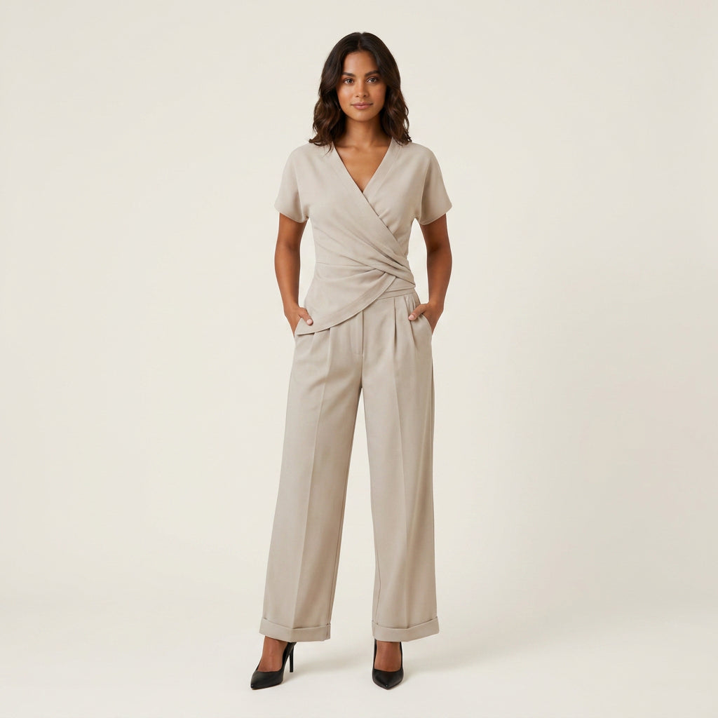 Conjunto Blusa Cruzada y Pantalón para Mujer