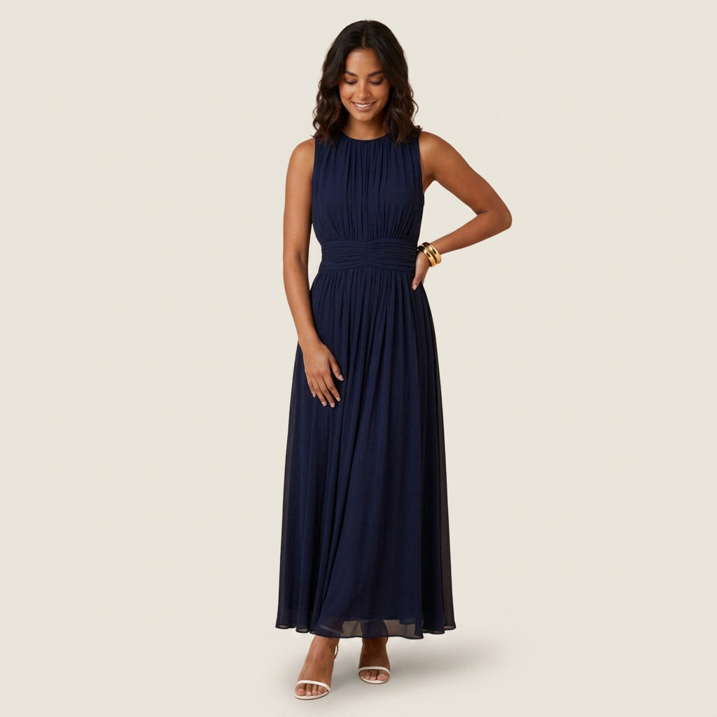 Vestido Largo Efecto Gasa sin Mangas para Mujer