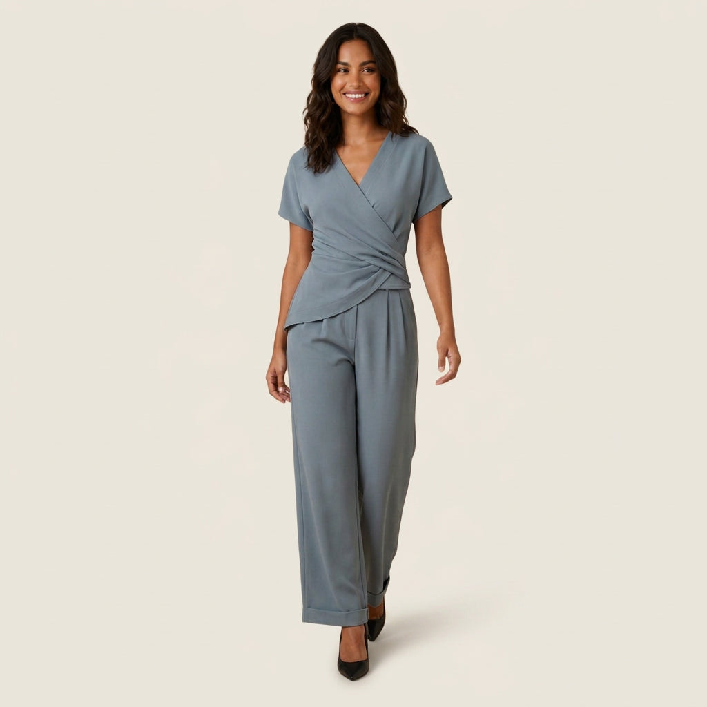 Conjunto Blusa Cruzada y Pantalón para Mujer