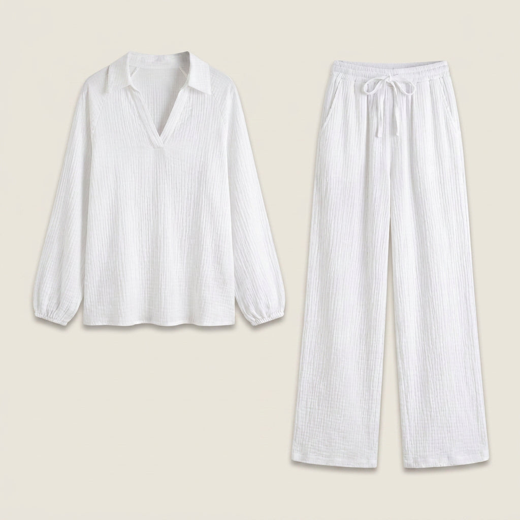 Conjunto de Blusa y Pantalón Efecto Gasa para Mujer