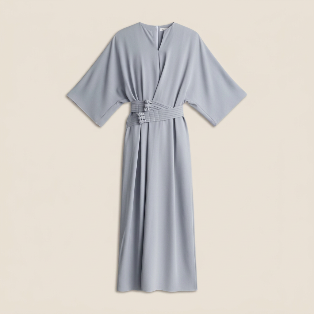 Vestido Maxi Kimono Cinturón Obi Manga Ancha para Mujer
