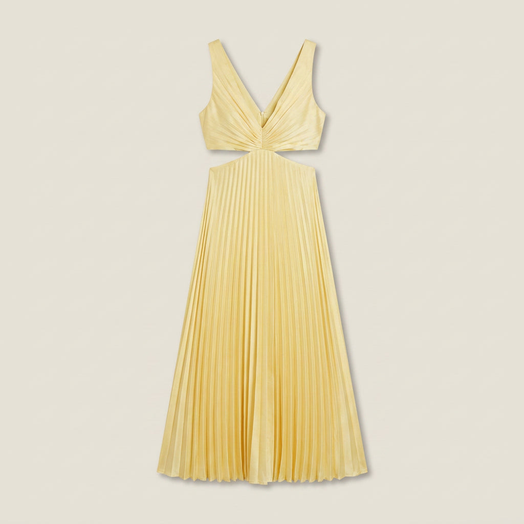 Vestido Fiesta Falda Plisada Cintura Descubierta para Mujer