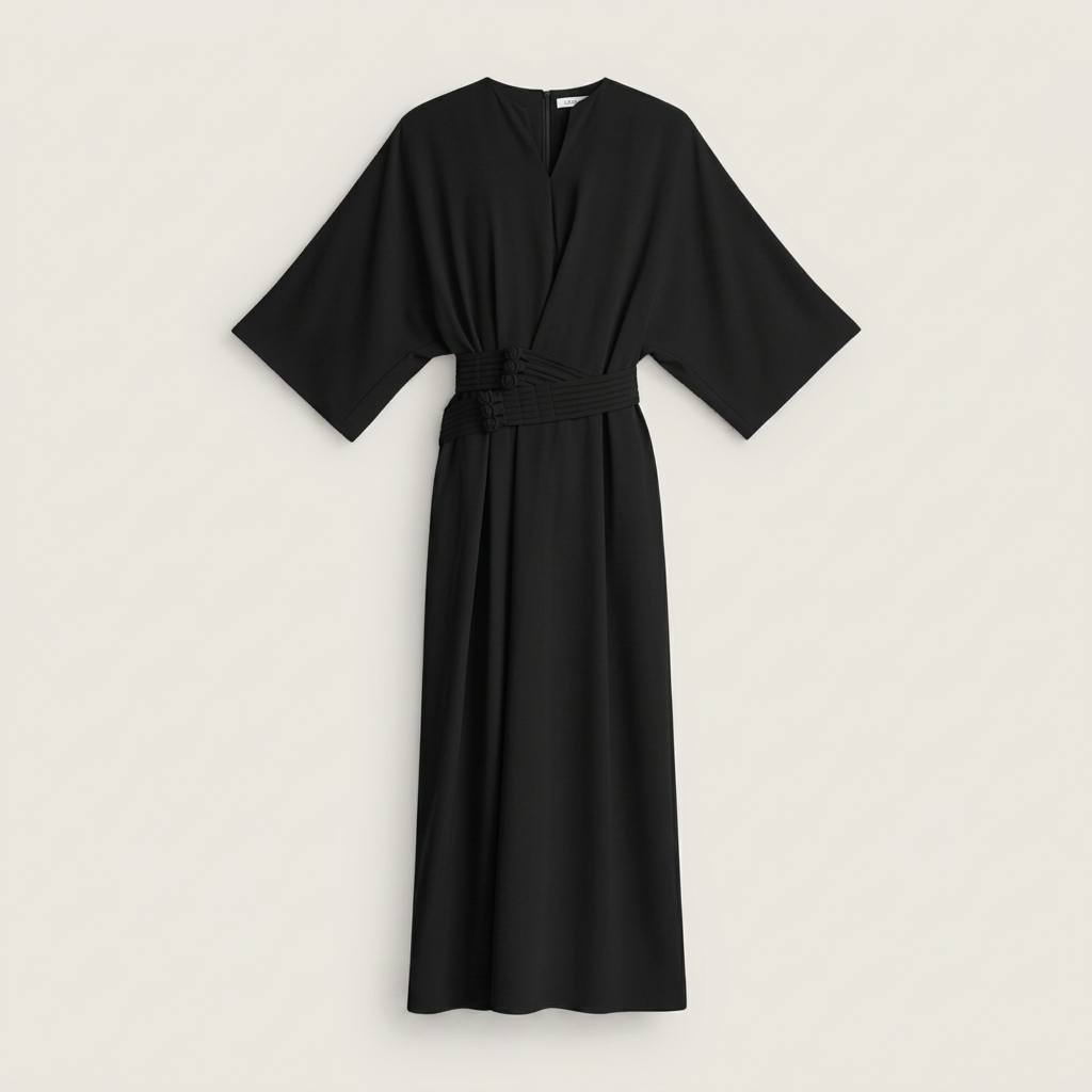 Vestido Maxi Kimono Cinturón Obi Manga Ancha para Mujer