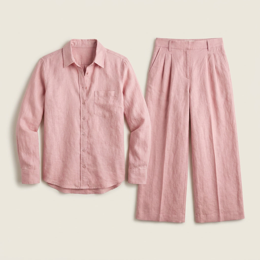 Conjunto de Lino con Camisa y Pantalón Culotte para Mujer