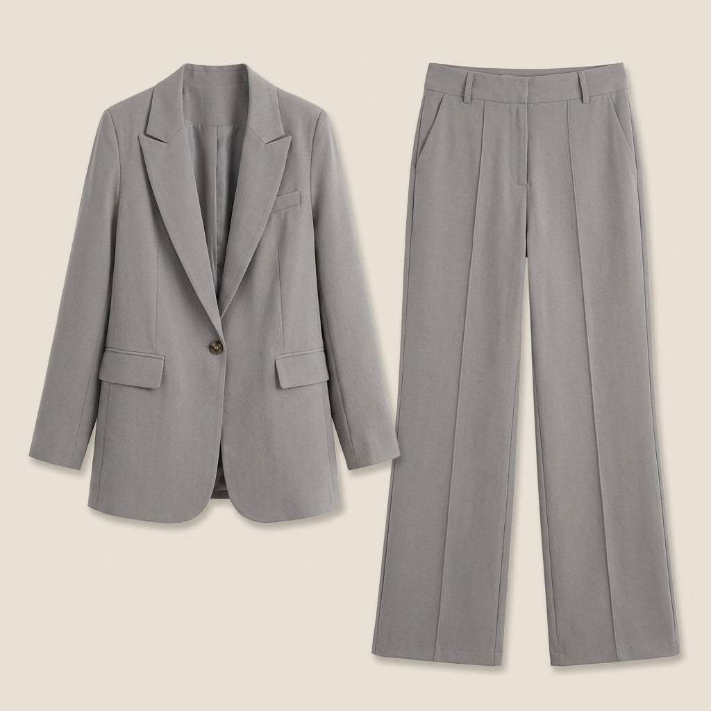Conjunto Blazer Botón Pantalón Recto para Mujer