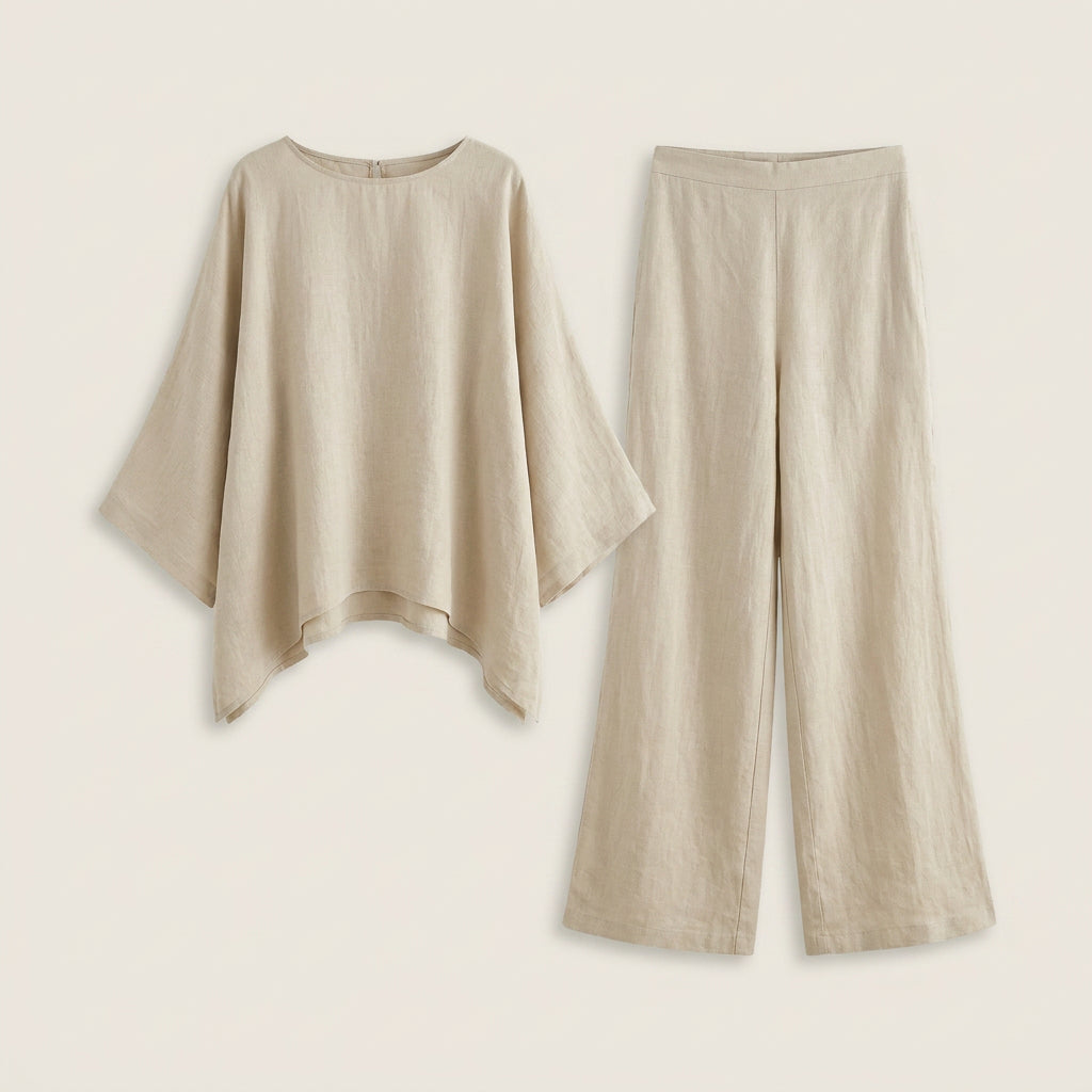 Conjunto Efecto Lino Top y Pantalón para Mujer