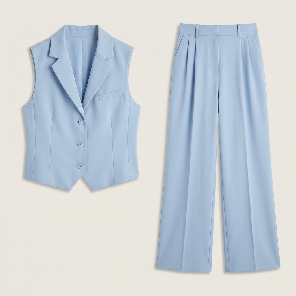 Conjunto de Chaleco y Pantalón Ancho para Mujer
