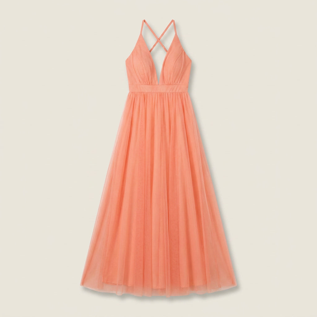 Vestido Fiesta Escote Halter Tul Vaporoso para Mujer