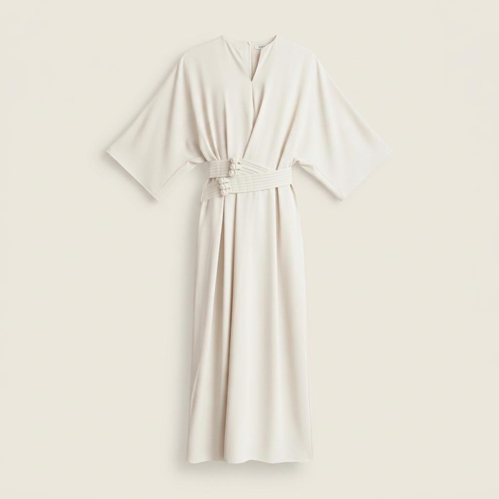 Vestido Maxi Kimono Cinturón Obi Manga Ancha para Mujer