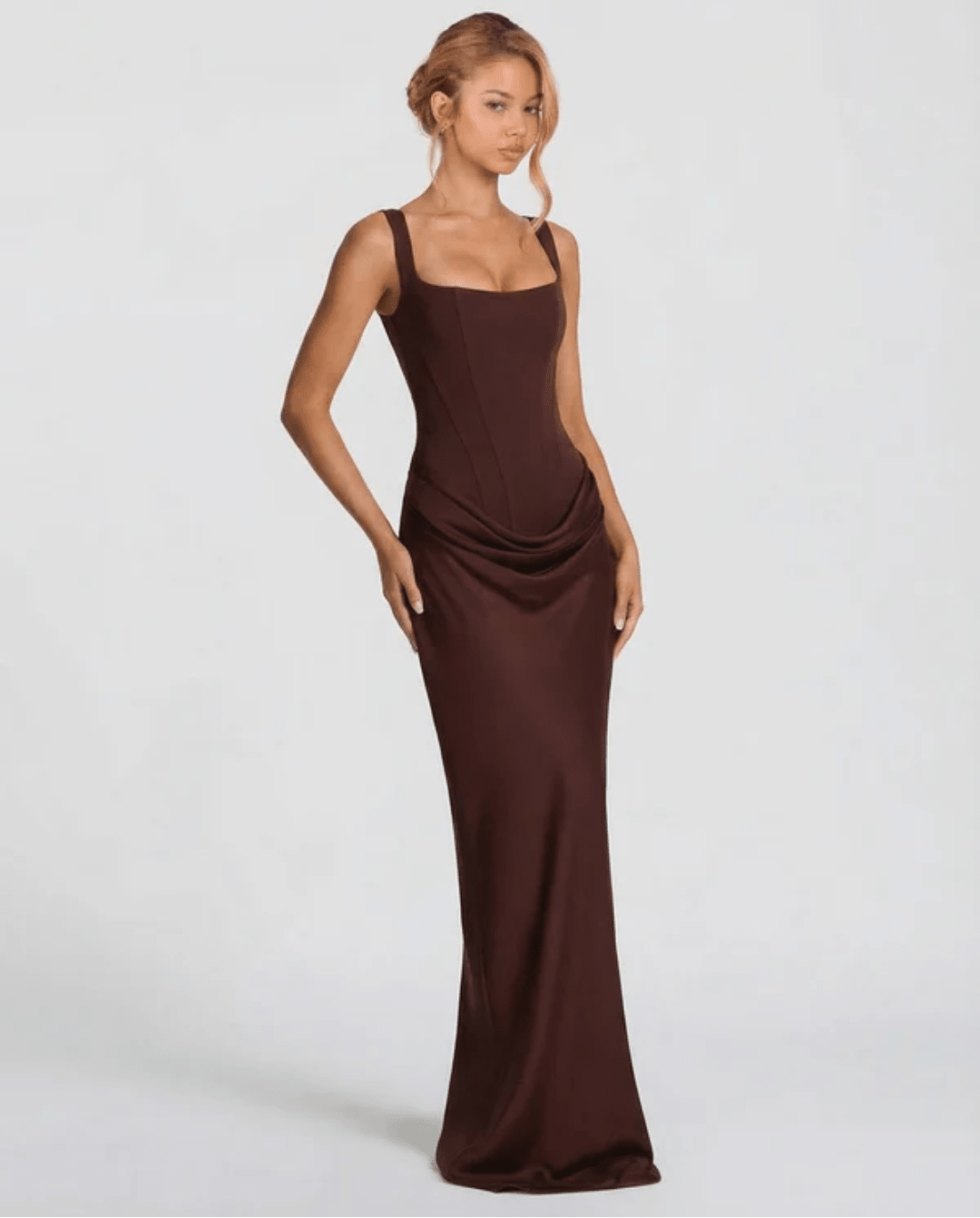 MARIETTA | VESTIDO LARGO RELOJ DE ARENA - Nhaura