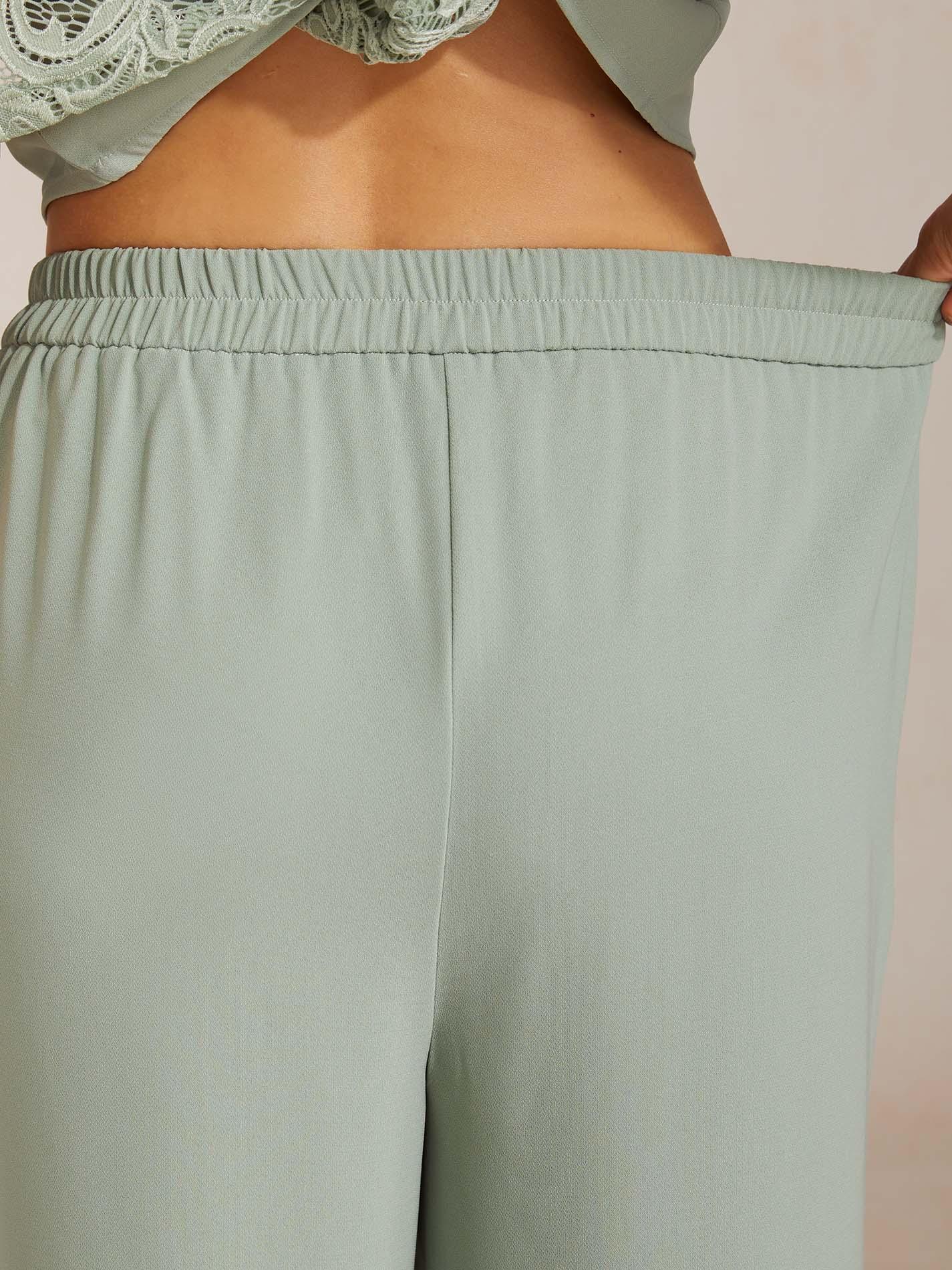 Pantalón ancho de tiro medio con cintura elástica y bolsillos - Nhaura