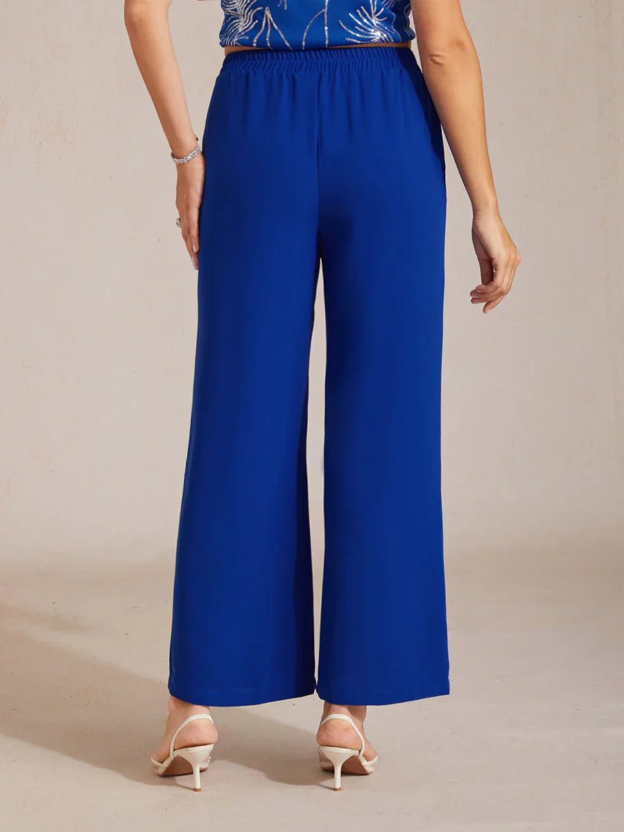 Pantalón ancho de tiro medio con cintura elástica y bolsillos - Nhaura