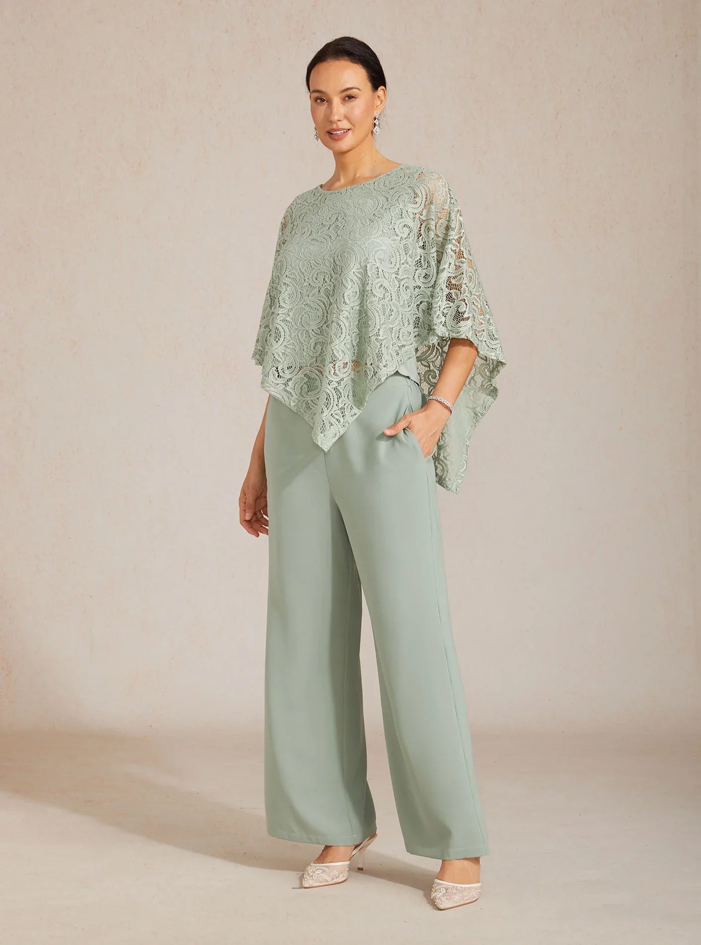 Pantalón ancho de tiro medio con cintura elástica y bolsillos - Nhaura