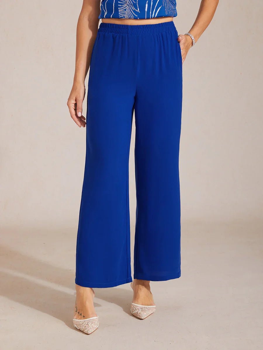Pantalón ancho de tiro medio con cintura elástica y bolsillos - Nhaura