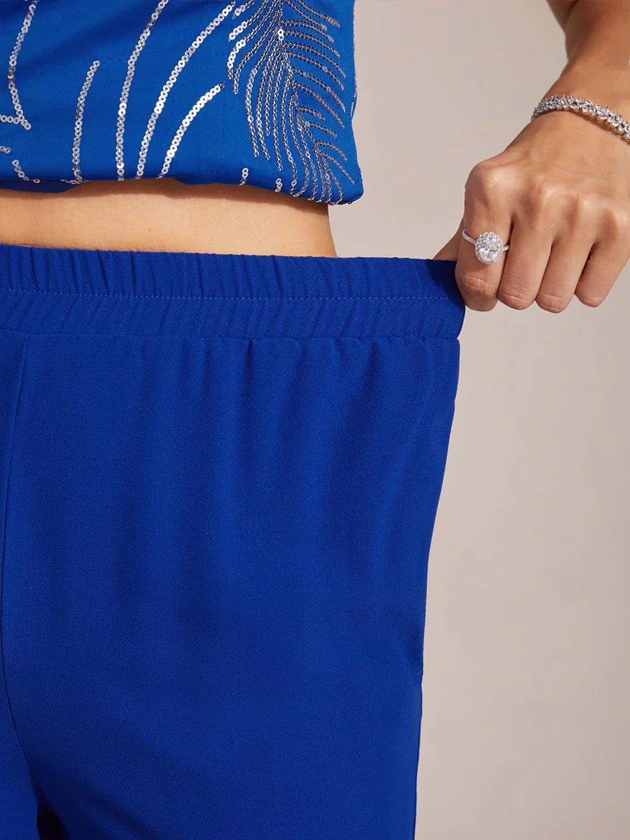 Pantalón ancho de tiro medio con cintura elástica y bolsillos - Nhaura