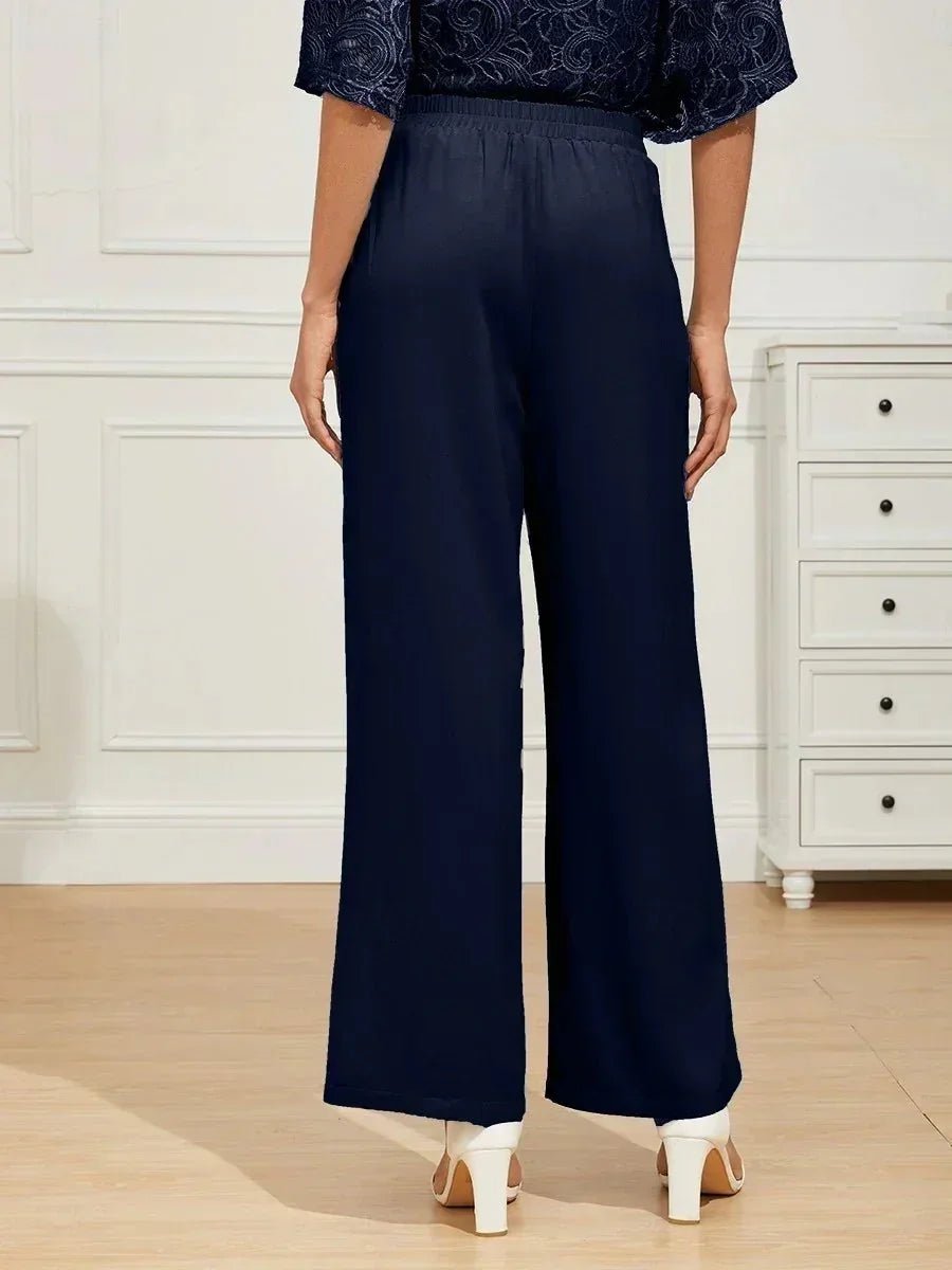 Pantalón ancho de tiro medio con cintura elástica y bolsillos - Nhaura