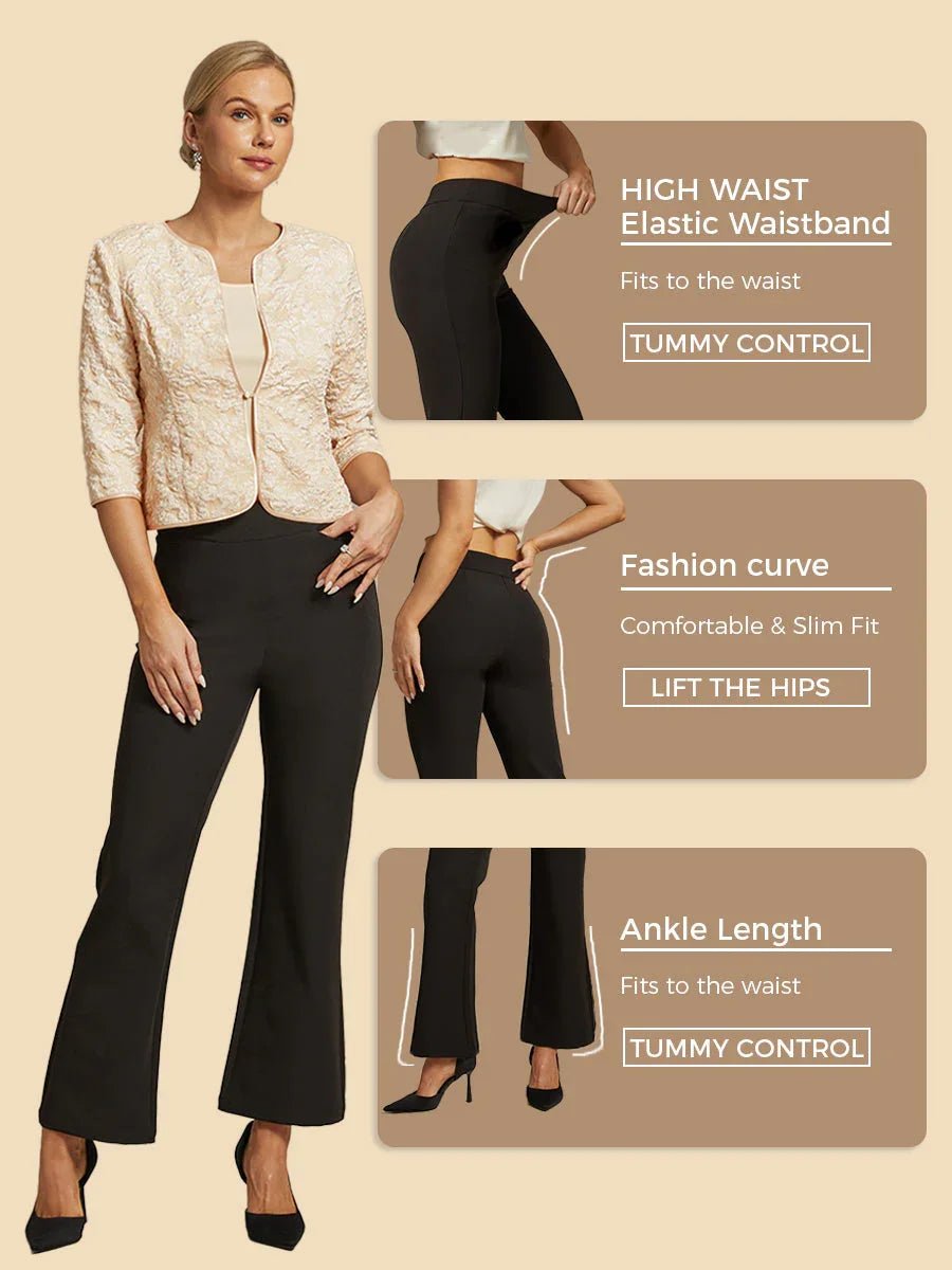 Pantalón bootcut de alta elasticidad, tiro medio, efecto estilizador y bolsillos - Nhaura