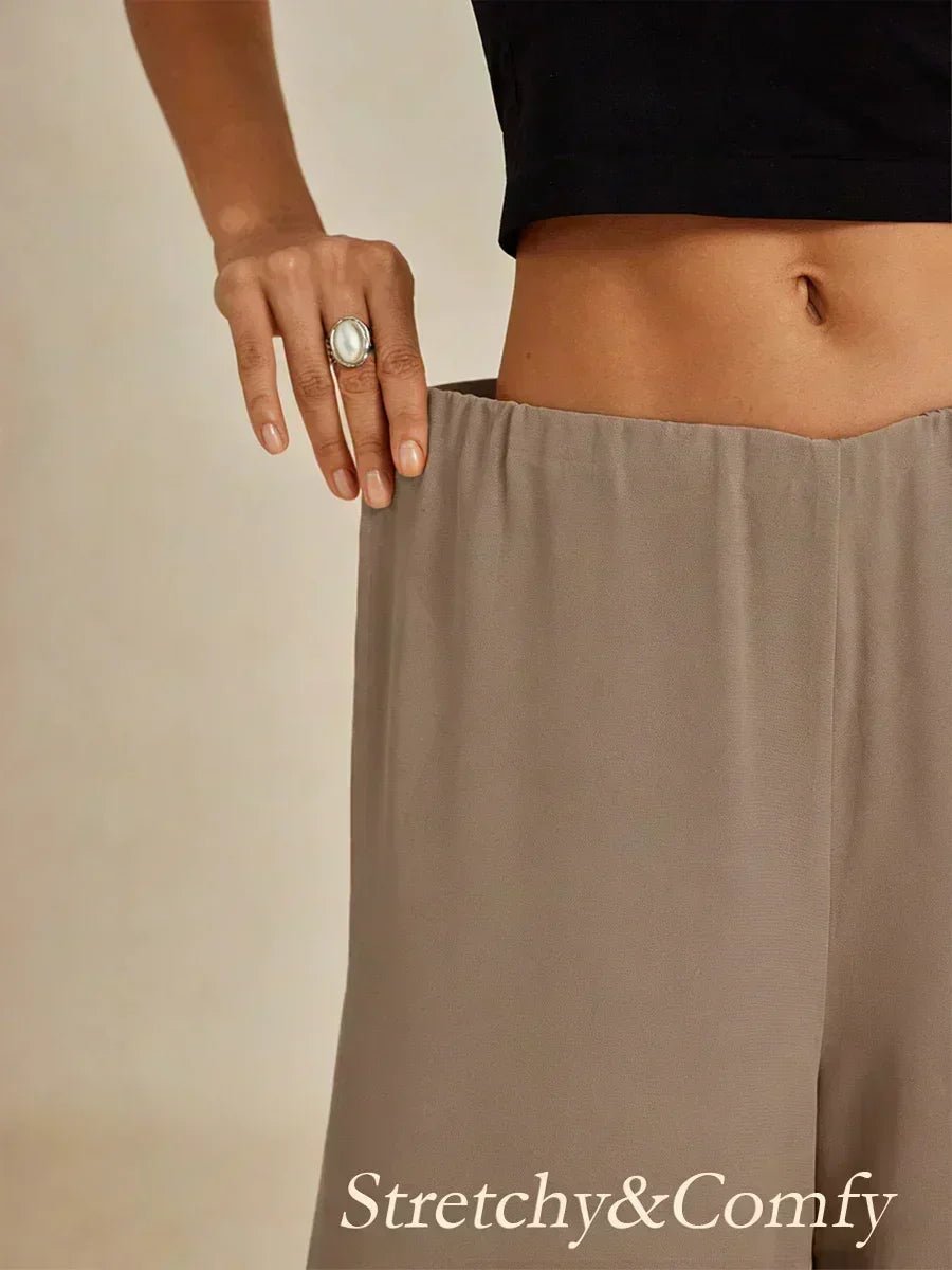 Pantalón de pierna recta con sobrecapa de gasa abierta - Nhaura