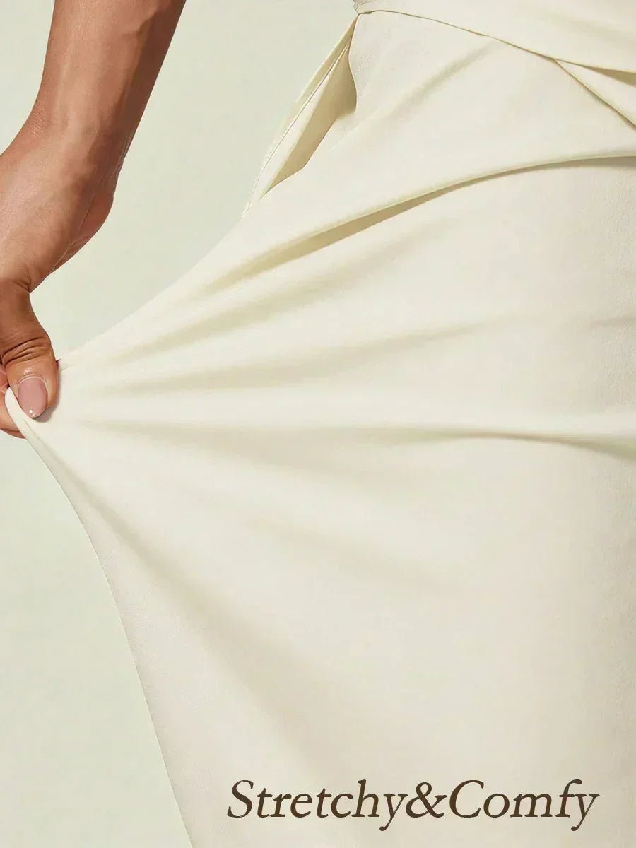Pantalón de pierna recta con sobrecapa de gasa abierta - Nhaura