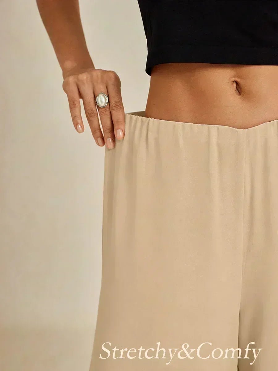 Pantalón de pierna recta con sobrecapa de gasa abierta - Nhaura