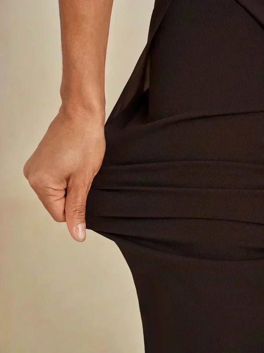 Pantalón de pierna recta con sobrecapa de gasa abierta - Nhaura