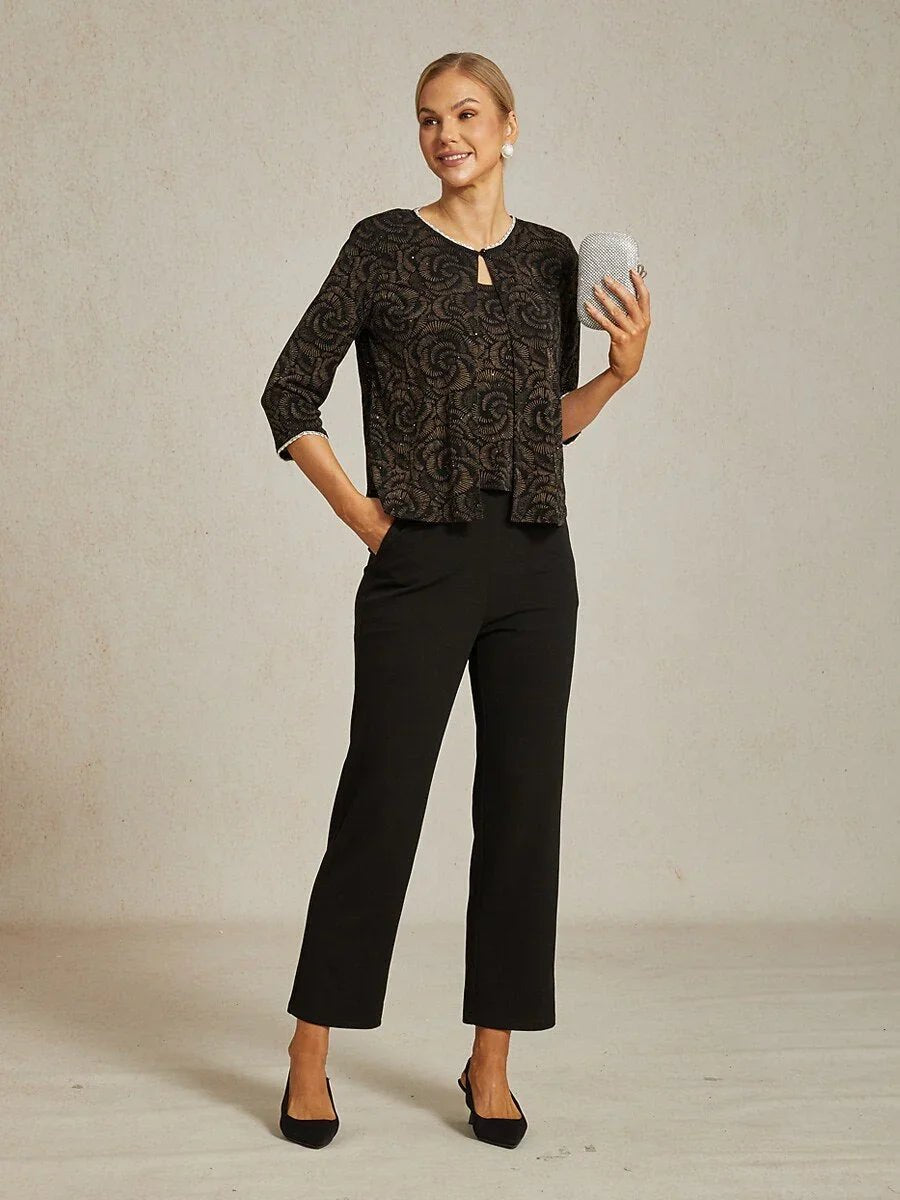 Pantalón negro de pierna estrecha con cintura elástica y bolsillos laterales - Nhaura