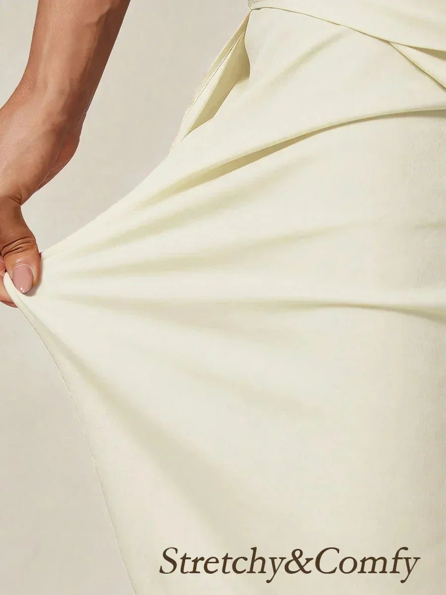 Pantalón recto de largo cropped con sobrecapa de gasa abierta - Nhaura