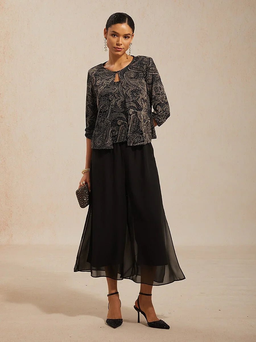 Top de punto paisley con sutil detalle de lentejuelas - Nhaura