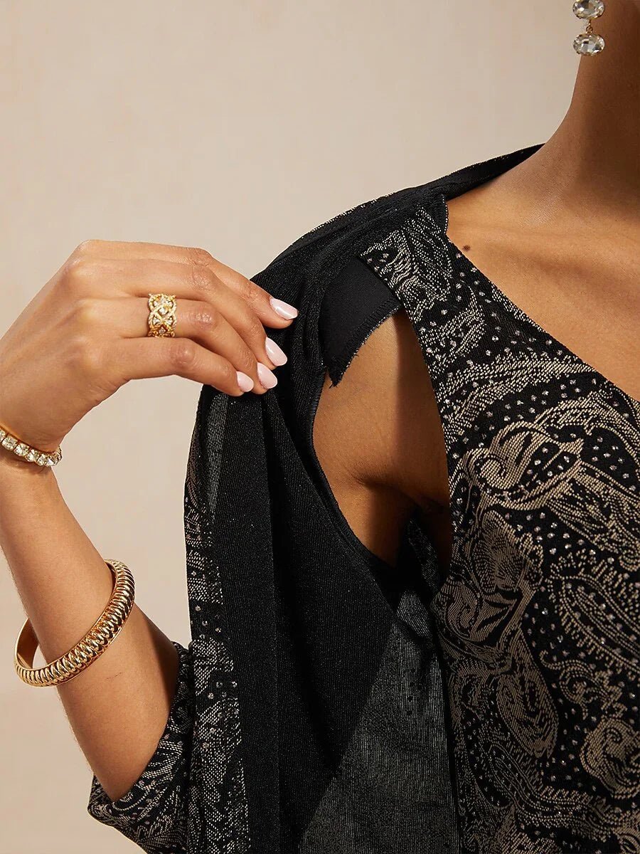 Top de punto paisley con sutil detalle de lentejuelas - Nhaura