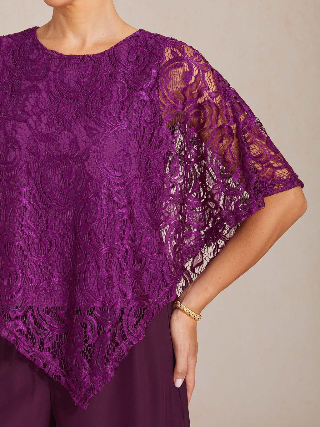 Top elegante de encaje con manga murciélago - Nhaura
