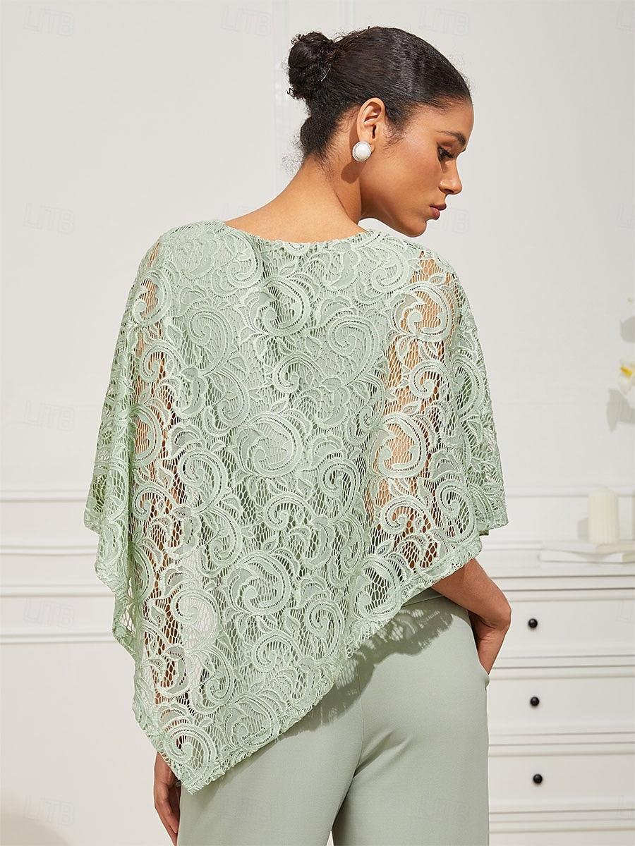 Top elegante de encaje con manga murciélago - Nhaura