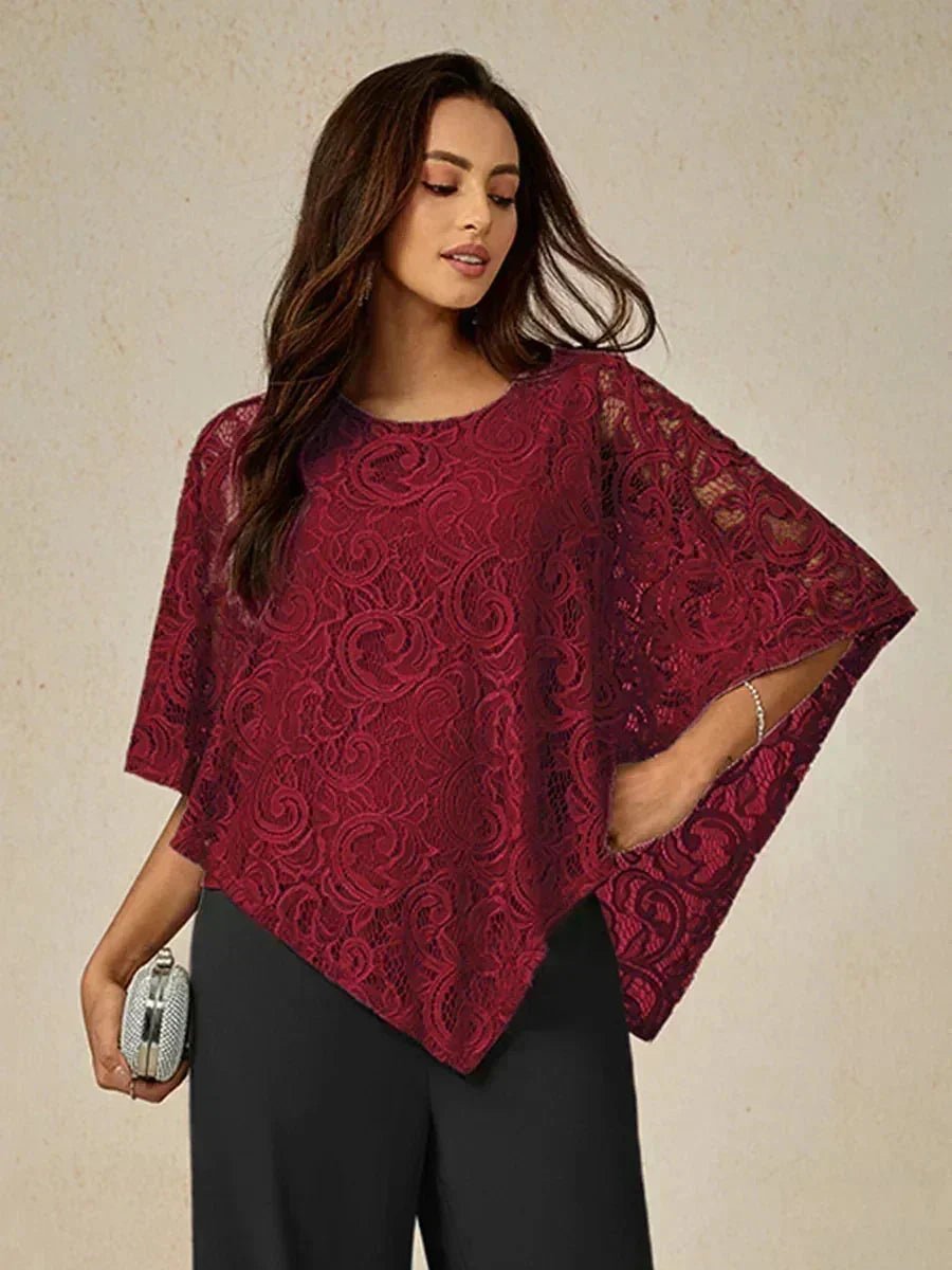 Top elegante de encaje con manga murciélago - Nhaura