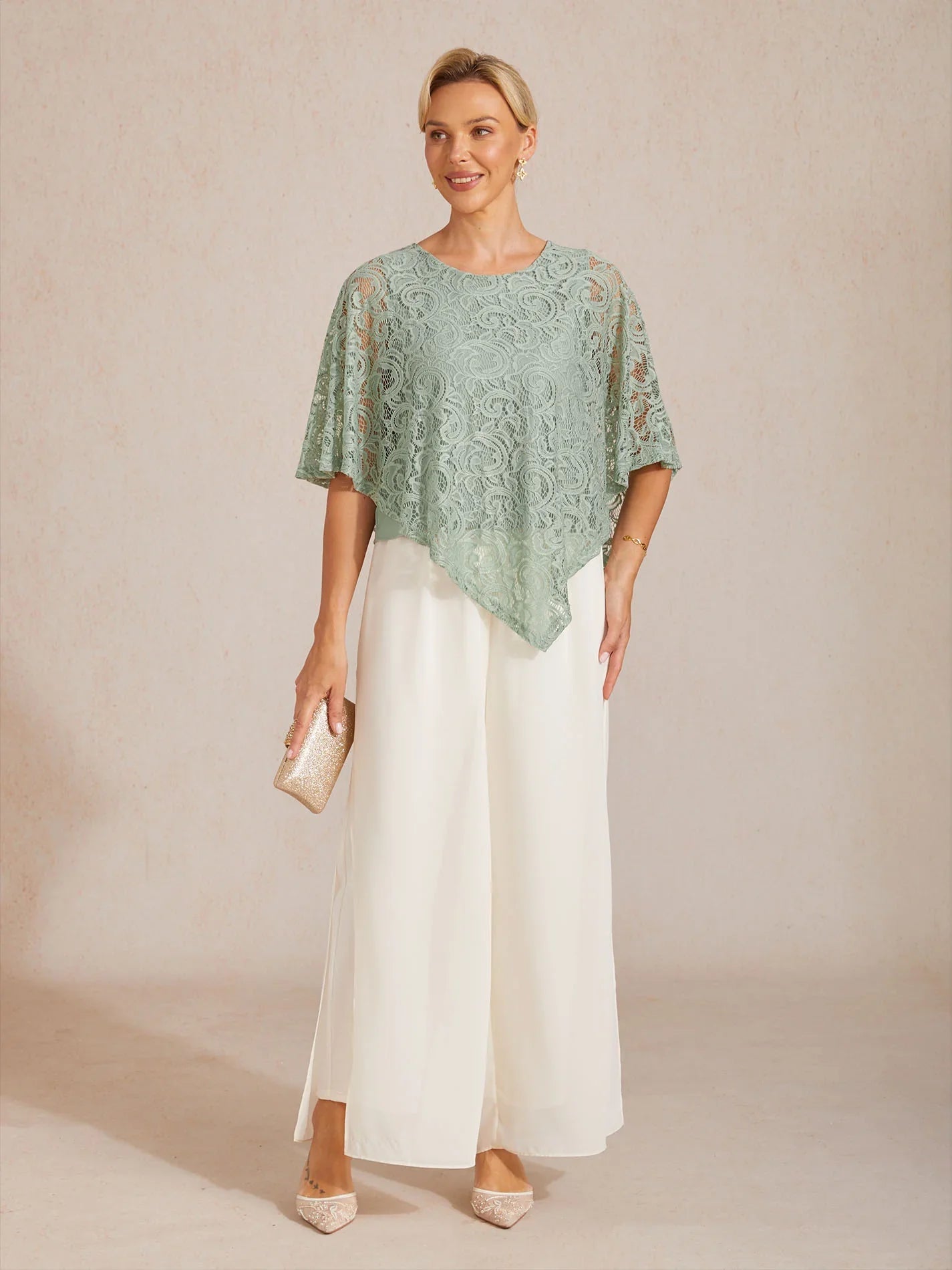 Top elegante de encaje con manga murciélago - Nhaura