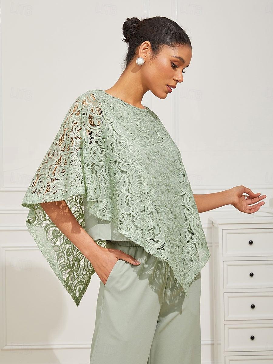 Top elegante de encaje con manga murciélago - Nhaura