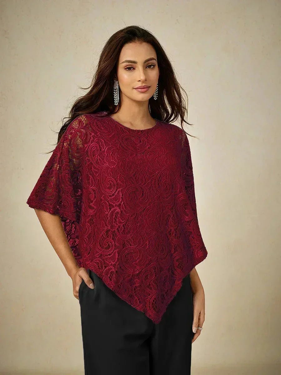Top elegante de encaje con manga murciélago - Nhaura
