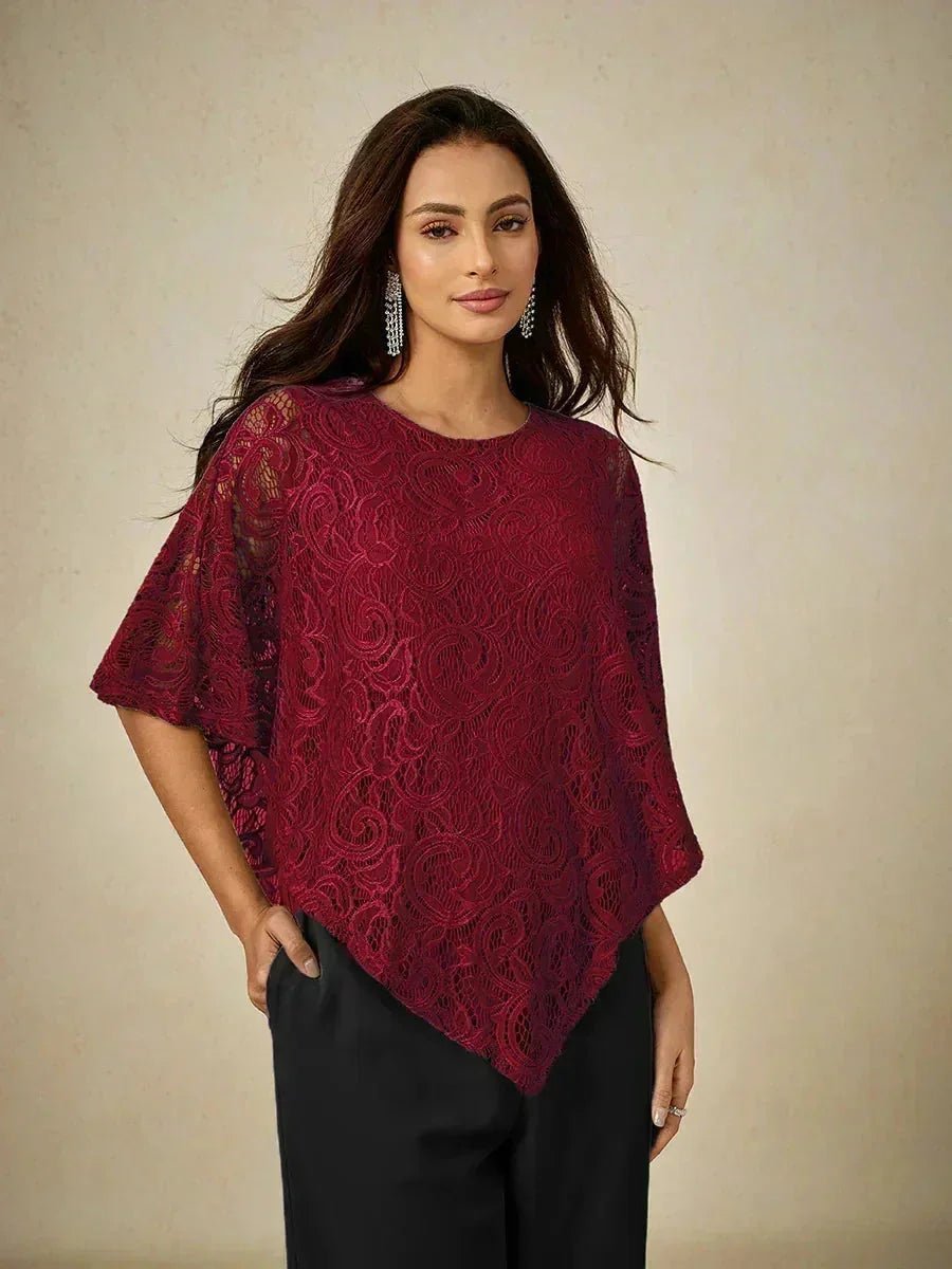 Top elegante de encaje con manga murciélago - Nhaura