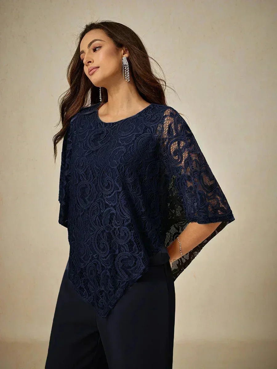Top elegante de encaje con manga murciélago - Nhaura